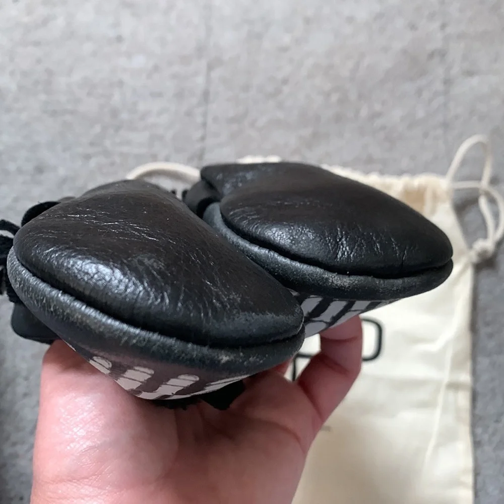 Freshly Picked Black Moccasins with White Skeleton Print